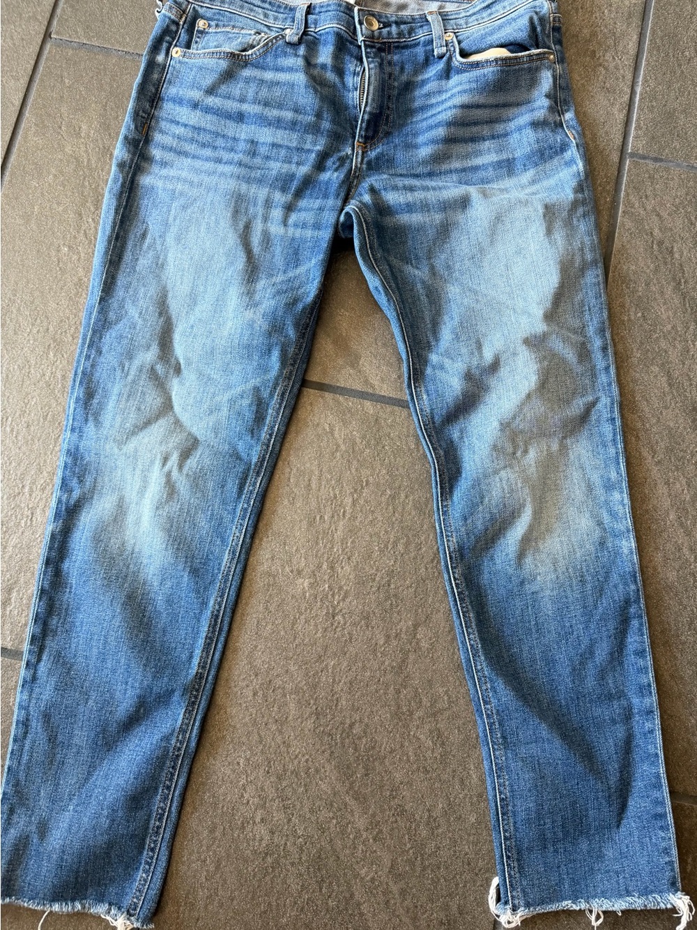 rag & bone Men's Slim Straight Jeans in Medium Blue Wash